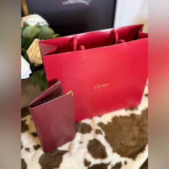 CARTIER Must de Cartier Bordeaux Long Burgundy Leather Wallet - GUC COA - Picture 3 of 9